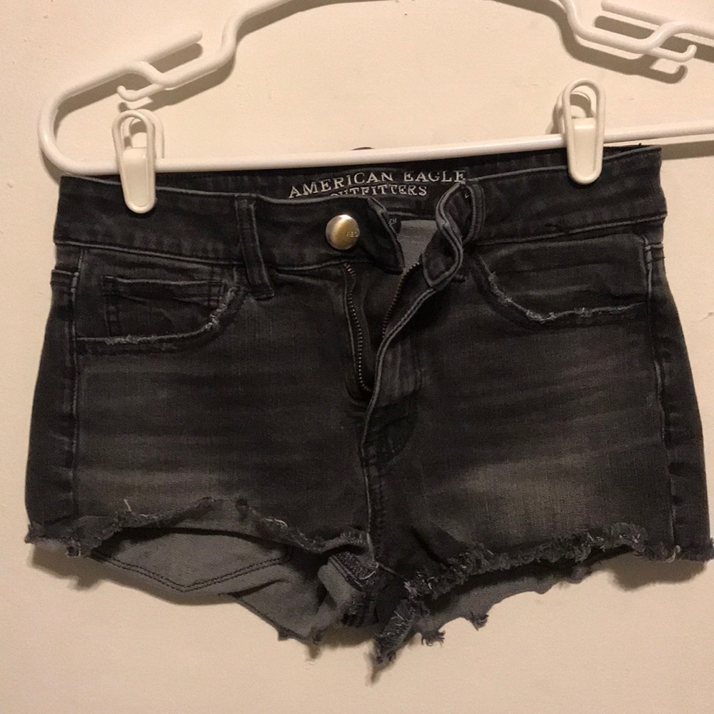 American Eagle black cut off jean shorts